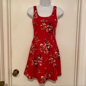 Divided Red Cherry Blossom Skater Dress
